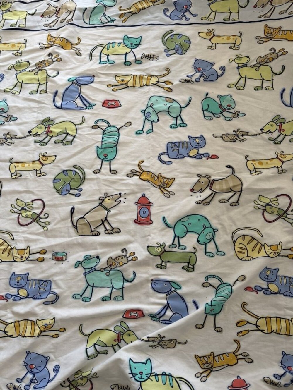 Saturday Knight Cats and Dog Shower Curtain Colorful